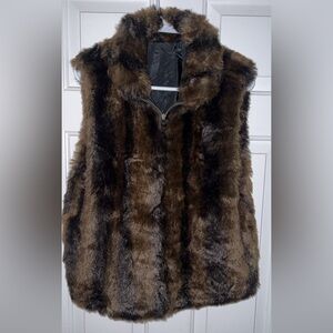 Reversible Faux Fur Vest in Brown and Black